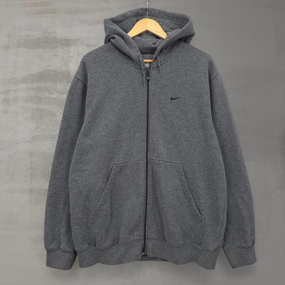 Y2K Nike Full Zip Hoodie Grey Vintage Athletic Sweatshirt Large
